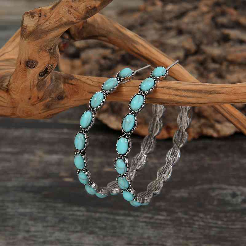 Artificial Turquoise C-Hoop Earrings - ZISK Shop  