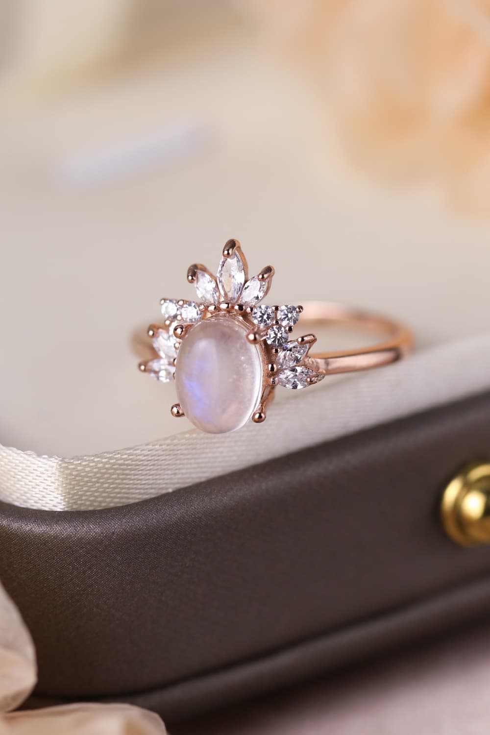 Moonstone Majesty in 18K Rose & Sterling Band - ZISK Shop  