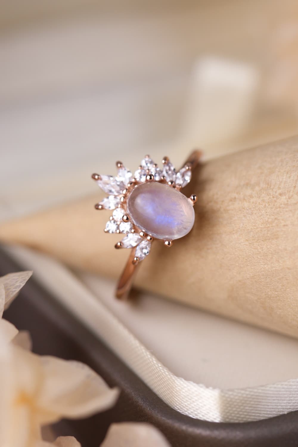 Moonstone Majesty in 18K Rose & Sterling Band - ZISK Shop  