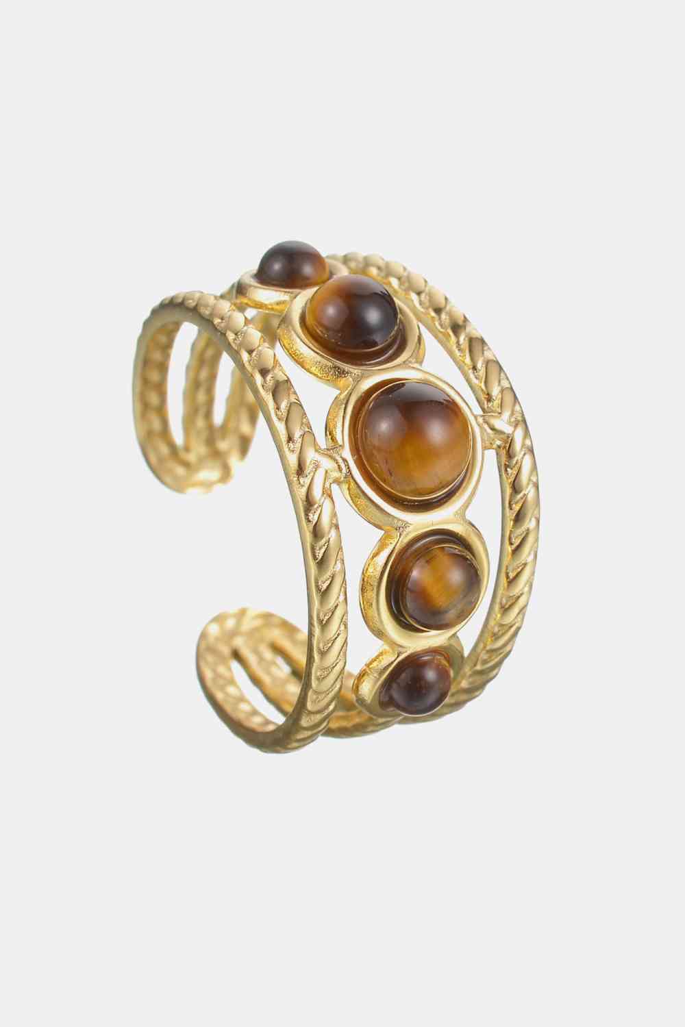 18K Gold Plated Nature Stone Open Ring - ZISK Shop  