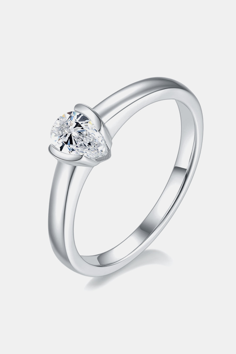 Sterling Solitary Moissanite Band