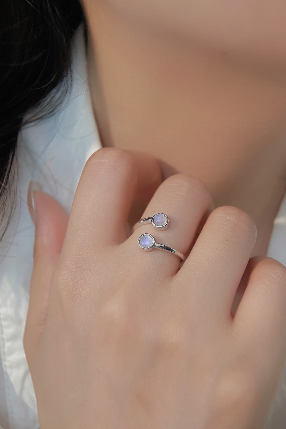 Moonstone Sterling Twin Gem Ring - ZISK Shop  