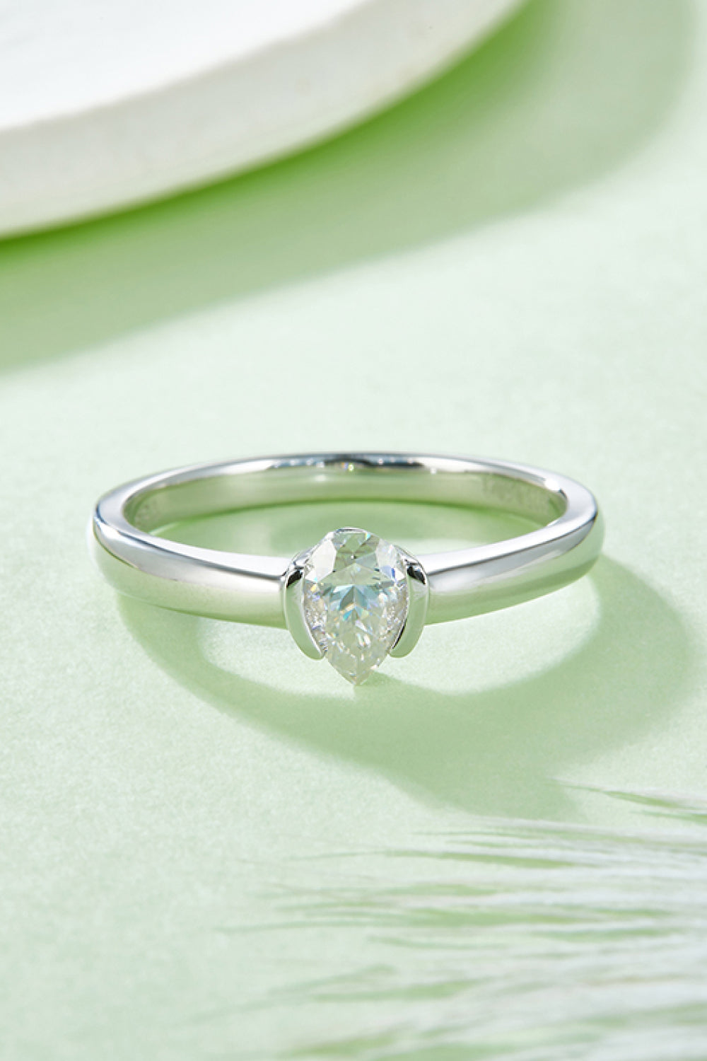 Sterling Solitary Moissanite Band