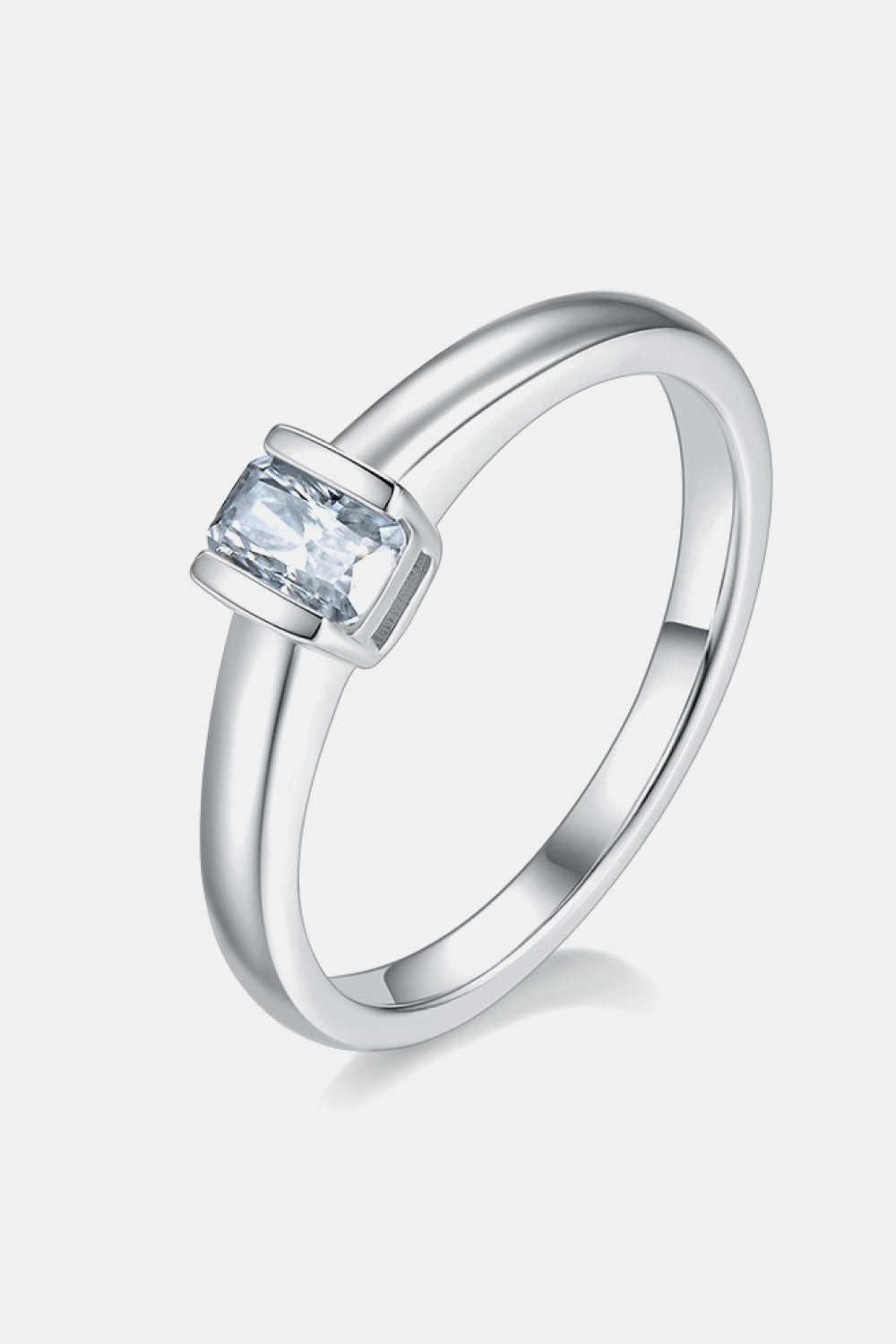 Sterling Solitary Moissanite Band