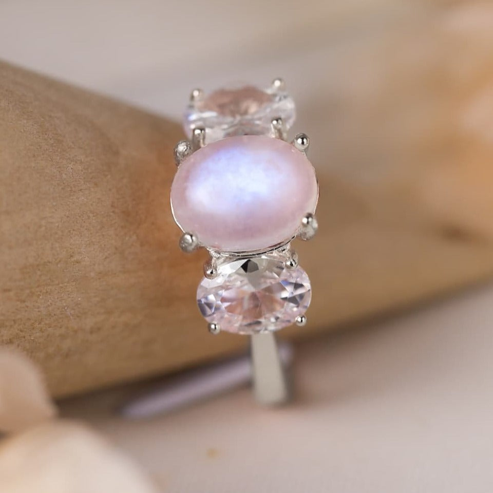 Tri-Gem Moonstone Sterling Ring - ZISK Shop  