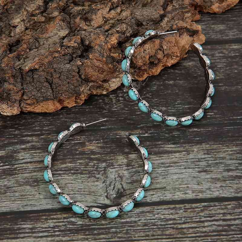 Artificial Turquoise C-Hoop Earrings - ZISK Shop  